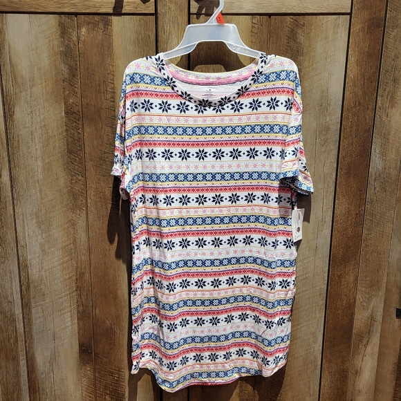 SECRET TREASURES Sleep Shirt Dress Fair Isle NWT - S/M - Picture 7 of 14